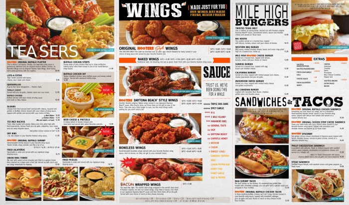 Hooters drink menu and prices