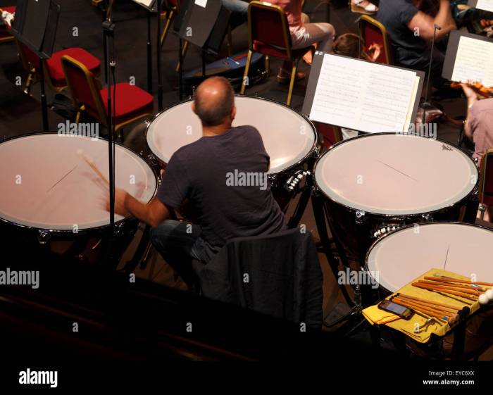 Timpanist rehearsal alamy