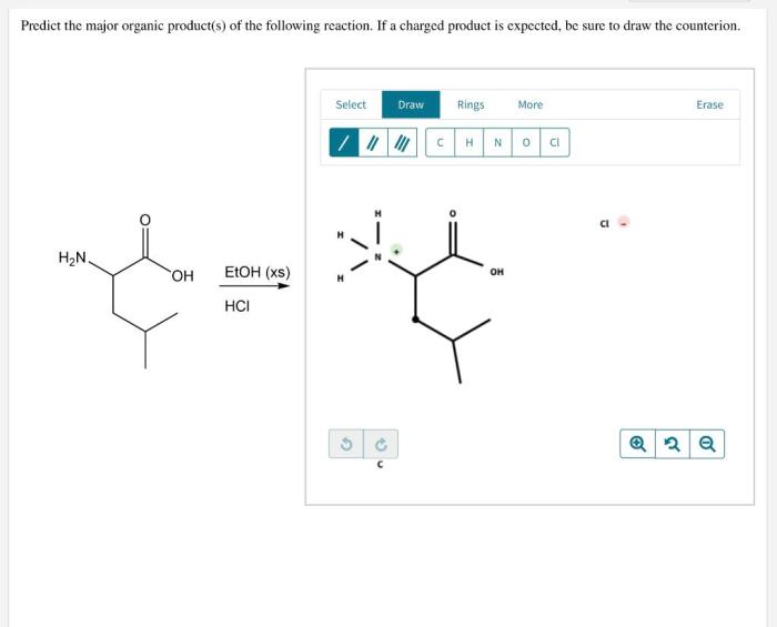 What is the expected product of the following reaction