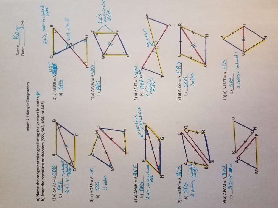 Triangle congruence sss vs sas worksheet answers